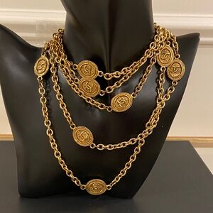 Chanel Vintage Coin motif Long Chain Necklace/Belt